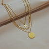 316L Stainless Steel Gold Color 3in1 Round Pendant Necklace For Women Girls Multilayer Chain Neck Jewelry Gift - Image 2