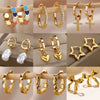 Heart Stainless Steel Earrings for Women Zircon Gold Color Hoop Earring Aesthetic Ear Piercing Jewelry Accessories - Image 1