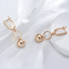 Rose Gold Color Metal Ball Long Drop Earrings For Women Zircon Setting Wedding Party Jewelry - Image 4