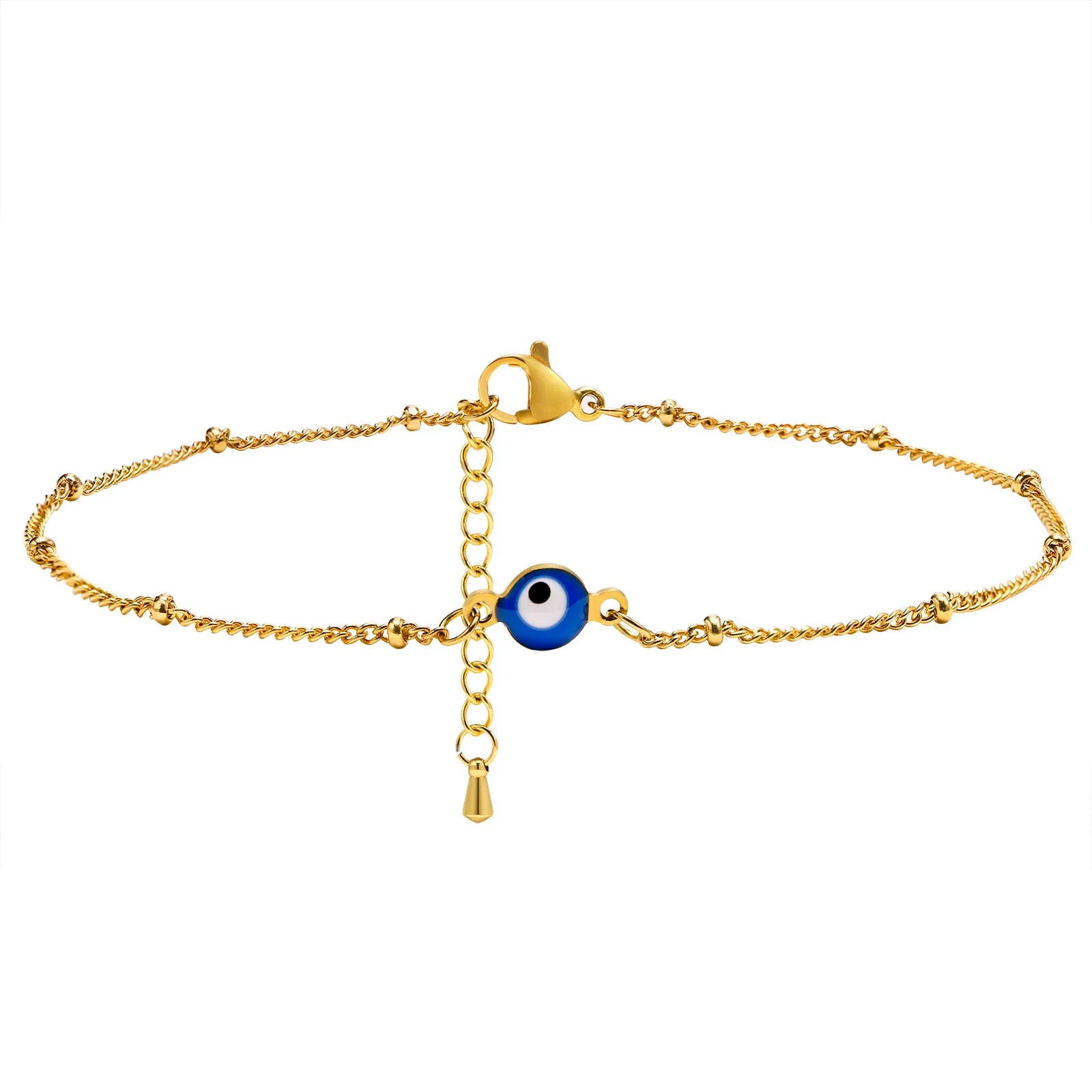 Evil Eye Anklet Bracelet on Leg for Women, Adjustable Stainless Steel Turkish Lucky Chain Anklets Bohemian, Layering Jewelry - Image 1