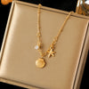 316L Stainless Steel Metal Double Chain Starfish Shells Pendant Necklace Pvd Plated Jewelry Women - Image 9