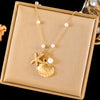 316L Stainless Steel Metal Double Chain Starfish Shells Pendant Necklace Pvd Plated Jewelry Women - Image 10