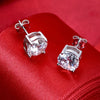 8.0mm Silver Stud Earrings For Women Sparkling Wedding Jewelry - Image 5