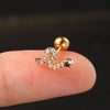 1PC Curved Cz Cartilage Stud Moon Leaf Helix Rook Conch Screw Back Earring Stainless Steel Ear Piercing Jewelry - Image 26