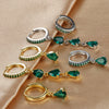 3PCS Multicolor Zircon Water Drop Small Hoop Earrings Set for Women Stainless Steel Pendant Piercing Jewelry - Image 5