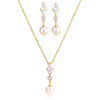 Gold Pvd Plated Zircon Pearl Wedding Earring Necklace For Women Elegant Stainless Steel Charms Jewelry Gifts - Image 6