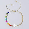 Boho Cross Pendant Adjustable Bracelet Colorful Beads Gold Accents Handmade String Bracelet for Women Religious Jewelry - Image 4