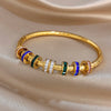 Greatera Colorful Rhinestone Ring Buckle Cut Pattern Bamboo Joint Bracelet Classic Creative Stainless Steel Colorfast Bangles - Image 4