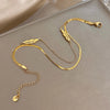 Stainless Steel Anklets for Women Men Doublelayer Leaves Gold Plated Thick Chain Bracelet Anklet Jewelry - Image 3
