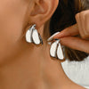 Silver Double Circle Hoop Earrings for Women Thick Geometric Drop Earrings Jewelry Gifts - Image 8