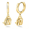 Two Tone Gold Silver Women And Dog Pendant Earrings Stainless Steel Small Hoop Earrings Animal Jewelry - Image 8