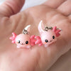 Cute Pink Axolotl Dangle Earrings Animal Drop Earrings Kawaii Birthday Gift - Image 1