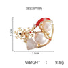 Alloy Snowman Brooch Pin with Pearl Details and Red Hat - Image 8