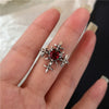 Goth Punk Retro Red Crystal Love Heart Cross Geometry Irregular Open Ring Set Y2K Halloween Accessories For Women Kpop Jewelry - Image 16