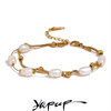 Pearls Double Layer Chain Stainless Steel Charm Bracelet Bangle Women Stylish Summer Jewelry - Image 1