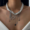 Multilayer Imitation Pearl Choker Necklace with Heart and Star Pendants - Image 8