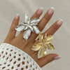 Exaggerated Bilayer Big Flower Ring for Women Personality Metal Punk Party Finger Ring Jewelry Accessories - Image 1