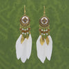 Boho Feather Tassel Earrings Elegant Antique Alloy Carved Wood Bead Leaf Dangling Earrings Women Party Jewelry - Image 1