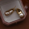 Korean jewelry jewelry gold plated metal letters water drop pearl earrings elegant women's daily work accessories - Image 3