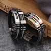 Stainless Steel Bracelets Men Wrist Band Black Grooved Rudder Silicone Mesh Link Insert Punk Wristband Casual Bangles - Image 1