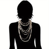 Multi-layer Simulated Pearls Chain Long Necklace Elegant Earrings Statement Choker Necklace for Women Jewelry - Image 2