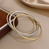 3pcs Two Tone Full Rhinestone Smooth Bangle Bracelets for Women Copper Stacking Bracelet Party Jewelry Gifts - Image 3