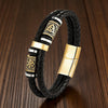 Punk Viking Style Bracelet Stainless Steel Compass Norse Runes Amulet Beads Braided Multilayer Leather Bracelet - Image 3