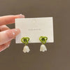 Sweet Temperament Small Fresh Bamboo White Lily Of The Valley Flower Earrings Elegant And Gentle Asymmetric Earrings - Image 16
