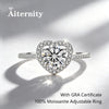 Heart Ring Set with Diamonds Open Ring Women's Silver Adjustable Wedding Ring Jewelry - Image 1