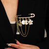 Vintage Pearl Flower Tassel Pendant Brooches For Woman Elegant Crystal Chain Brooch Clothing Pins Office Party Jewelry Lady Gift - Image 2