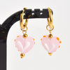 1Pair Korean Styles Cute Colorful Glass Heart Pendant Hoop Earrings Harajuku Y2K Girl Sweet Love Aesthetic Jewelry - Image 5