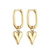 Classic Stainless Steel Chic Heart Pendant Hoop Earrings For Women Gold Silver Color Huggie Ear Buckle Daily Jewelry - Image 2