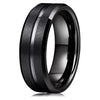 8mm Men's Black Tungsten Wedding Band Rings Black Groove Beveled Edge Engagement Ring for Men's Valentine Gifts Jewelry - Image 1