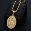 Virgin Mary Prayer Pendant Necklaces Gold Color 316L Stainless Steel with Rhinestone Women/Men Jewelry - Image 1