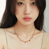 316L Stainless Steel Ball Chain Necklace with Multicolor Crystal and Zircon Details - Image 2