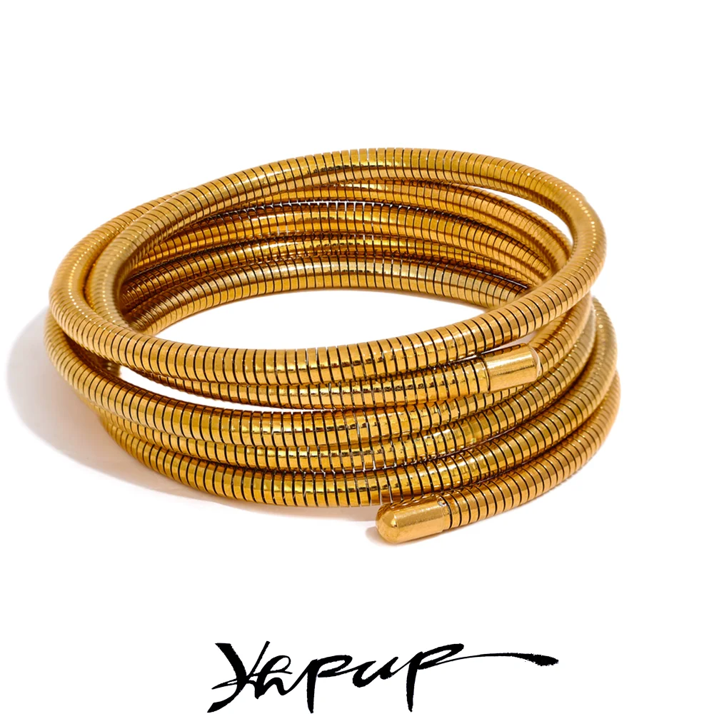 Stainless Steel Stackable Multi-Layer Wrap Arm Bracelet Bangle Metal Elastic Unisex Jewelry Men Women - Image 1