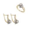 French Petal Inlaid Zircon Earrings and Ring Set, Copper-Plated Two-Tone Gold Jewelry, Versatile for Commuting - Image 7