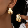 Stainless Steel Chunky Hoop Earrings for Women Girls Gold Color Double Ring Thick Geometric Drop Earrings Statement Jewelry Gift - Image 1