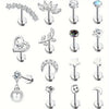 1PC Stainless Steel Cartilage Stud Earrings for Women Opal Flat Back Earring Studs Lip Bar Nose Ear Piercing Jewellery - Image 1
