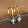 2PCS Zircon Flower Pendant Hoop Earrings for Women Simple Sweet Stainless Steel Earring Piercing Jewelry - Image 21