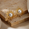 Vintage Stainless Steel Sun Earrings For Women Bohemian Sun Shine Earrings Irregular Fan Shaped Earrings Jewelry Party Gifts - Image 4