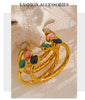62mm Stainless Steel Multicolored Natural Stone Golden Cuff Open Bracelet Bangle Jewelry - Image 17