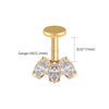 Titanium 16G Marquise CZ Screw Flat Back Vertical Helix Piercing Cartilage Stud Earring - Image 13