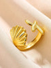 Seashell and Starfish Open Ring in 316L Stainless Steel Adjustable - Image 26