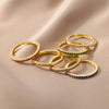 Thin Cubic Zirconia Stacking Ring in Gold-Tone Stainless Steel Adjustable - Image 51