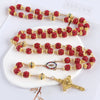 2025New Vintage Catholic 10mm 59 Crystal Rhinestone Beads Cross Necklace - Image 4