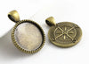 10pcs 20mm Inner Size Antique Silver Plated And Bronze compass Style Cabochon Base Setting Charms Pendant - Image 6