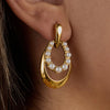 Pearl Hollow Door Handle Earrings Gold Color Plated Stainless Steel Oval Earrings Women's Accessories Party G - Image 1