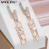 Rose Gold Color Square Long Dangle Earrings for Women Silver Plated Jewelry Daily Wearing - Image 1