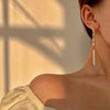 Nature Freshwater Pearl Dangle Earrings for Women Gold Plated Brass Beads Strand Long Tassel Earring - Image 2